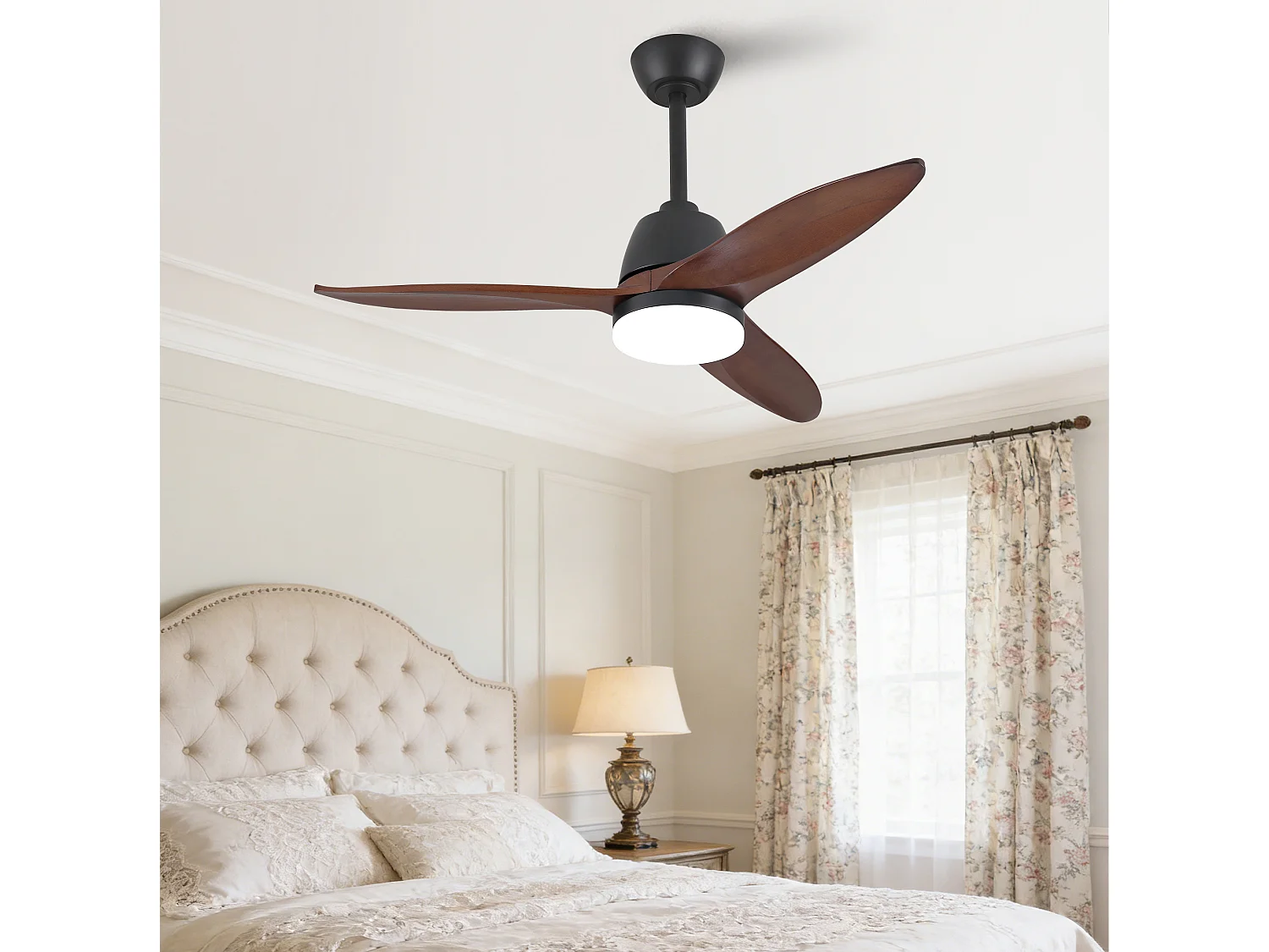 Ventilateur de plafond avec éclairage, télécommande, silencieux et minuterie - Pour la salon