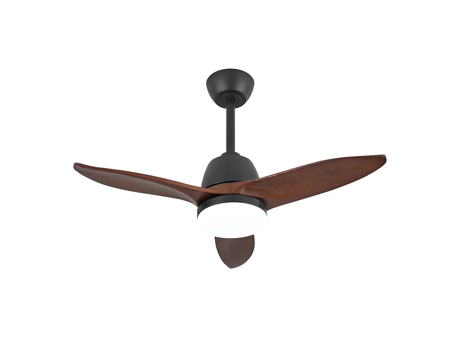 Ventilateur de plafond noir de 91 cm avec pales en bois - Intensité lumineuse réglable sur 3 couleurs