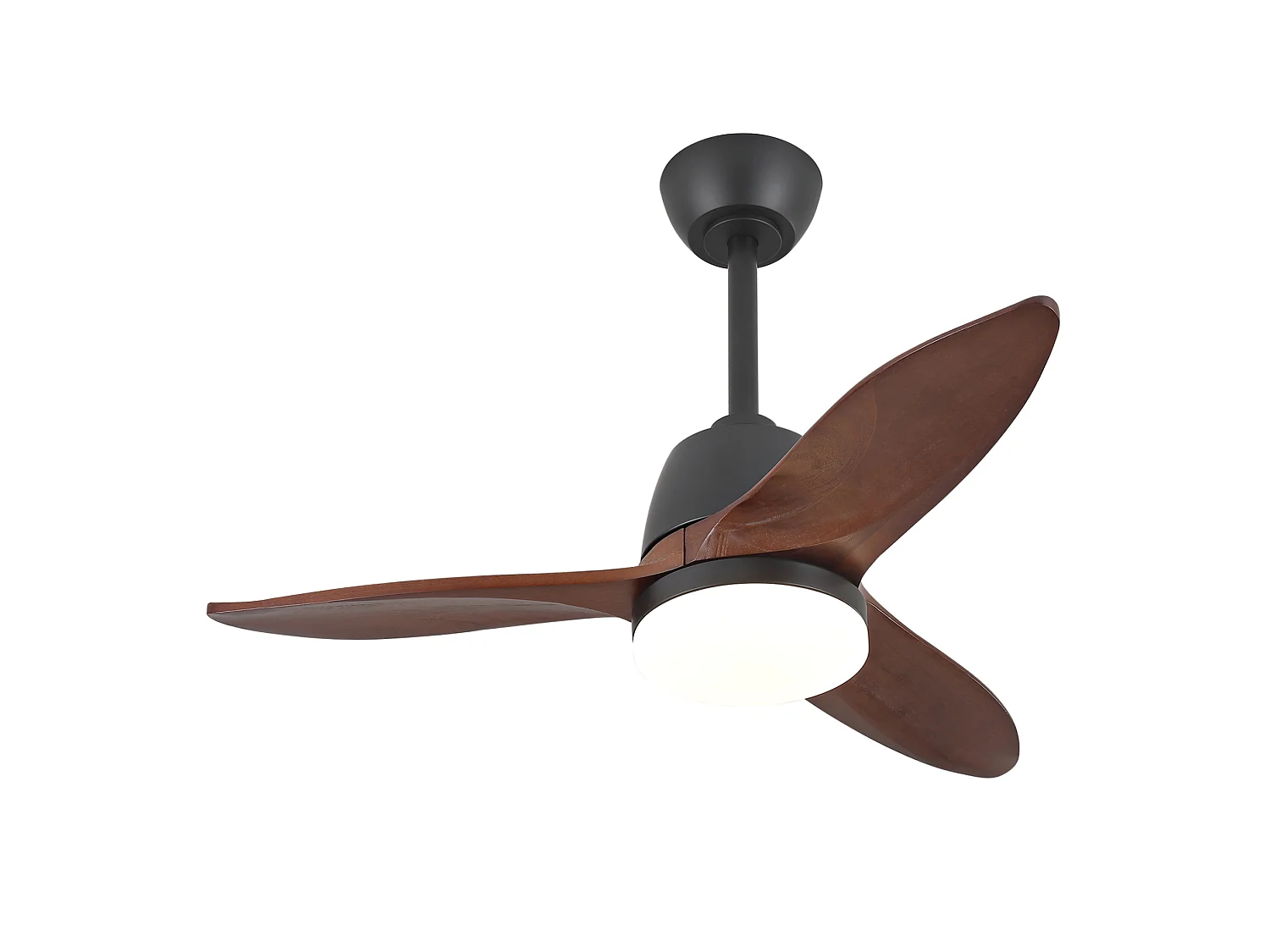 Ventilateur de plafond noir de 91 cm avec pales en bois - Intensité lumineuse réglable sur 3 couleurs