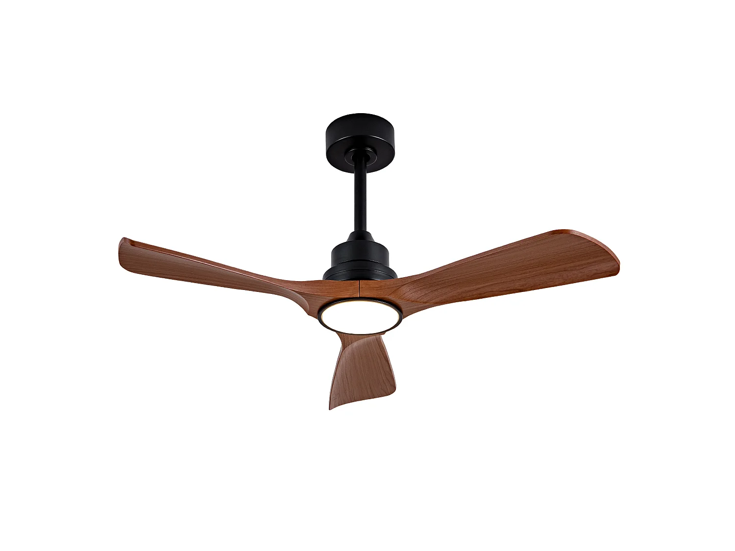 Ventilateur de plafond avec lumière LED intensité variable - Couleur noyer, pour intérieur et extérieur