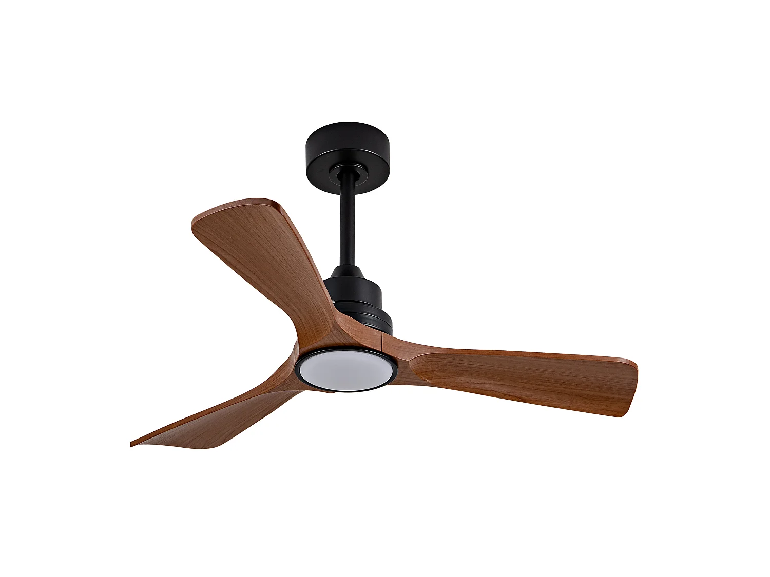 Ventilateur de plafond avec lumière LED intensité variable - Couleur noyer, pour intérieur et extérieur