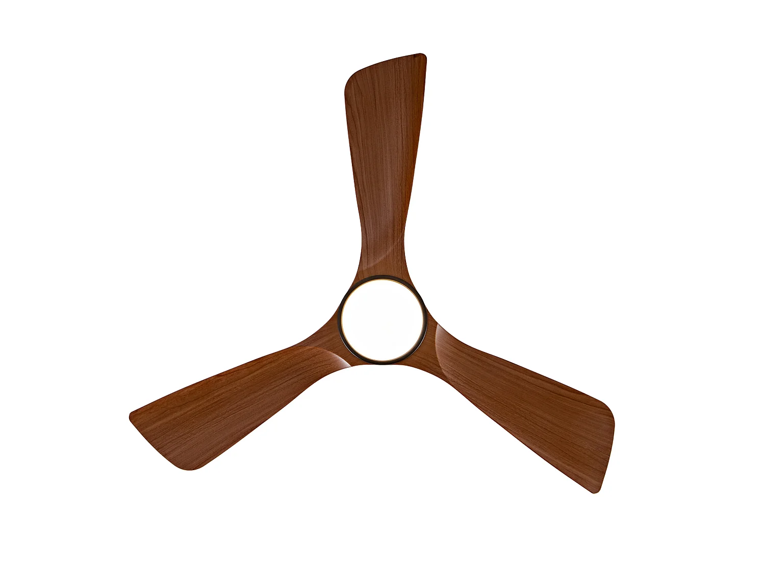 Ventilateur de plafond avec lumière LED intensité variable - Couleur noyer, pour intérieur et extérieur