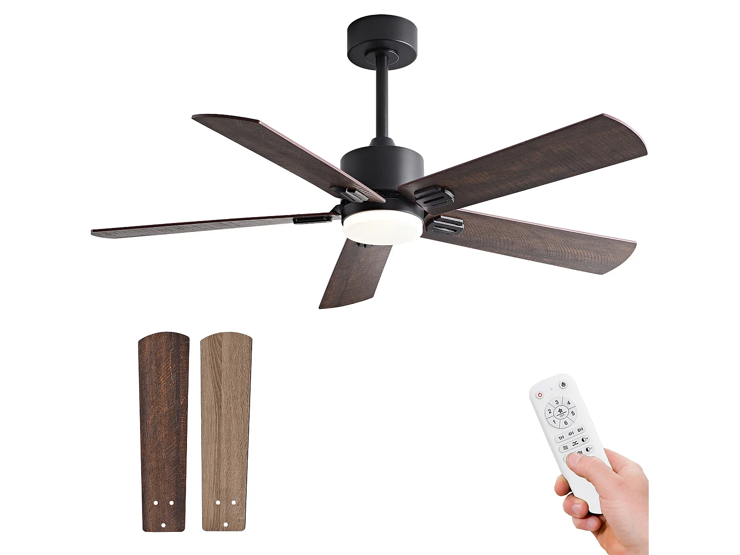 Ventilateur de plafond de 42 pouces avec éclairage, télécommande et moteur silencieux