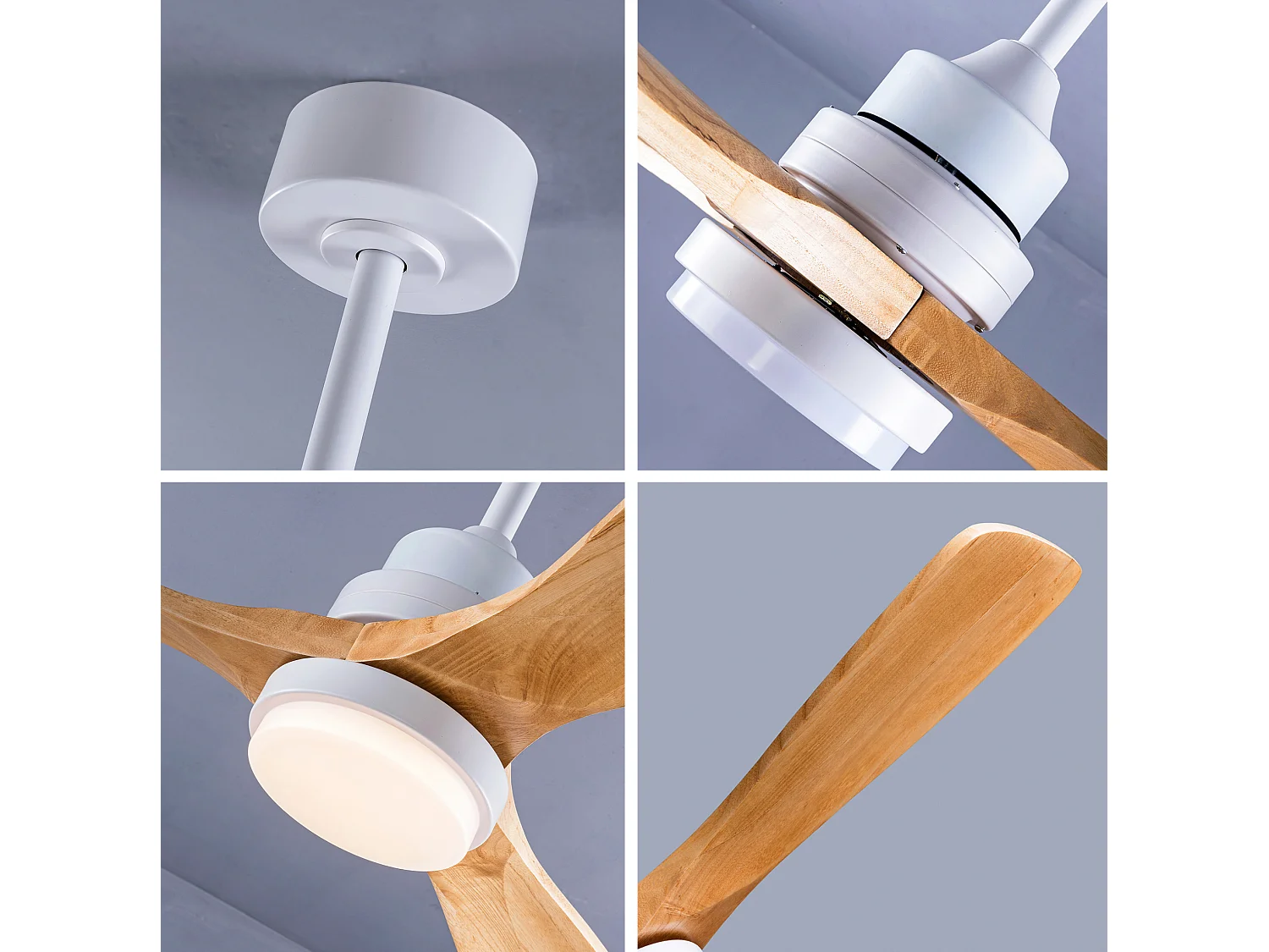 Ventilateur de plafond blanc de 107 cm avec éclairage , minuterie à 6 vitesses et fonction réversible