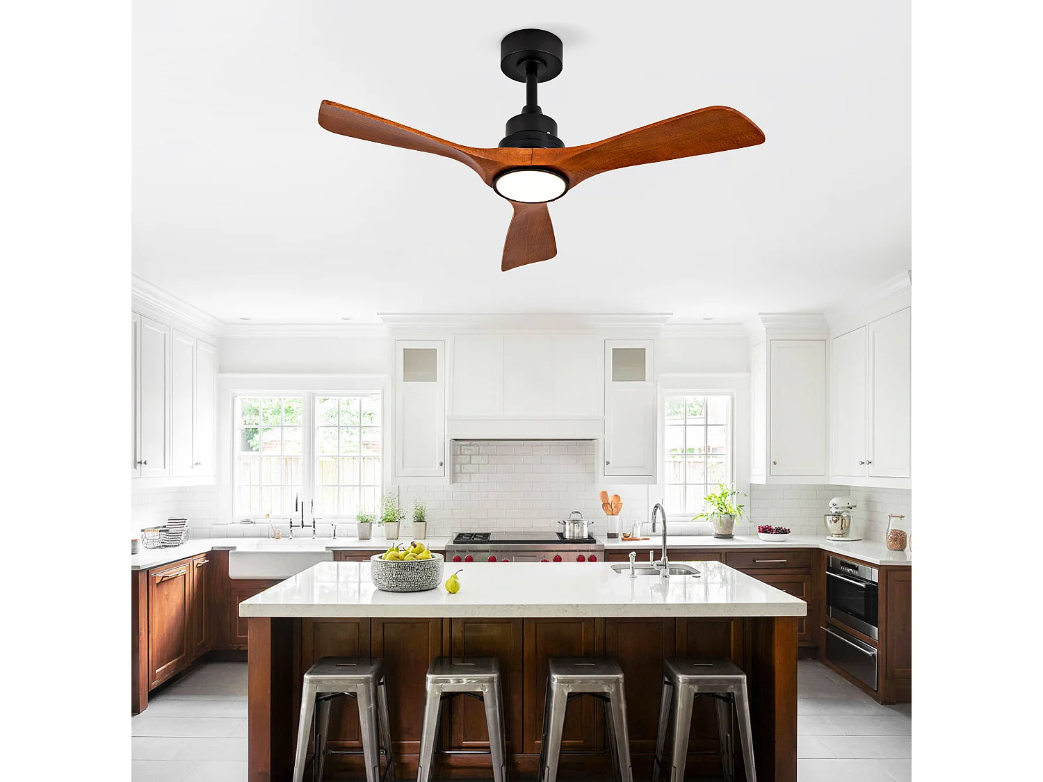 Ventilateur de plafond de 42" avec éclairage, télécommande et silencieux - Pour d'été et d'hiver