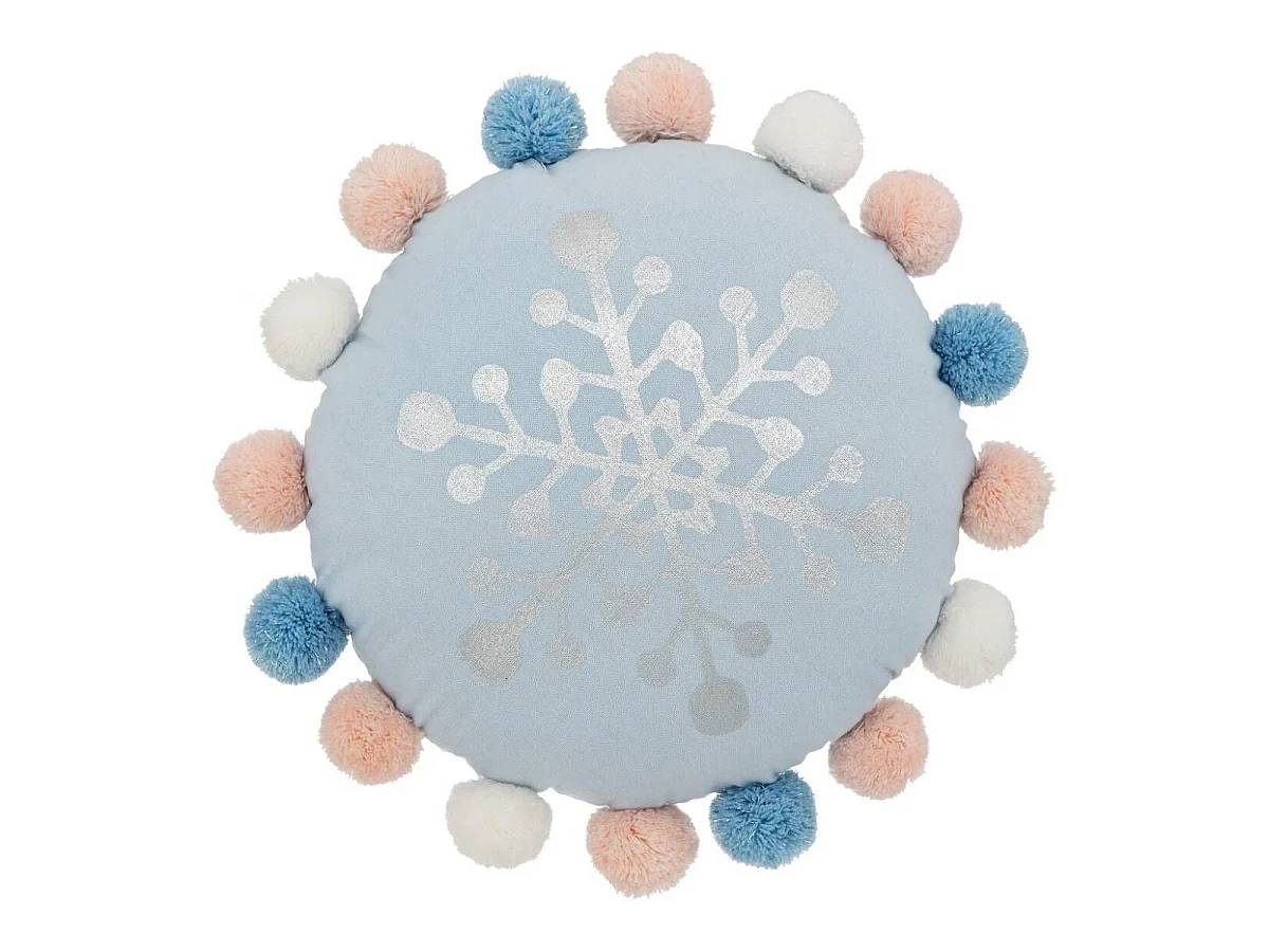 Coussin Déco Enfant "Hiver" 33cm Bleu