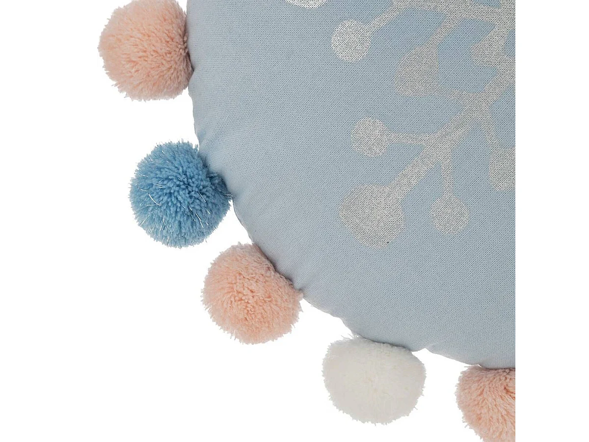 Coussin Déco Enfant "Hiver" 33cm Bleu