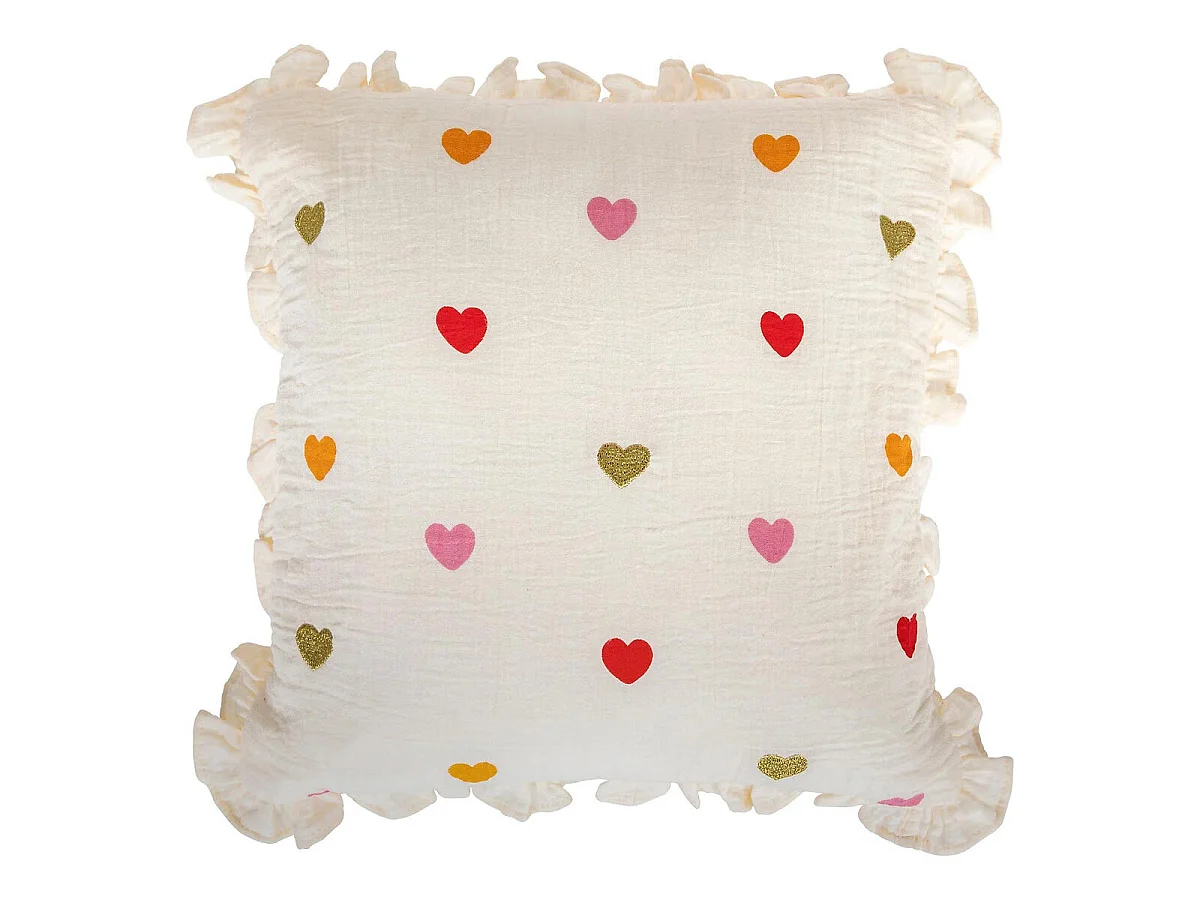 Coussin Enfant Feston "Amour" 40x40cm Beige