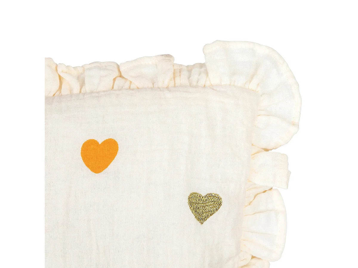 Coussin Enfant Feston "Amour" 40x40cm Beige