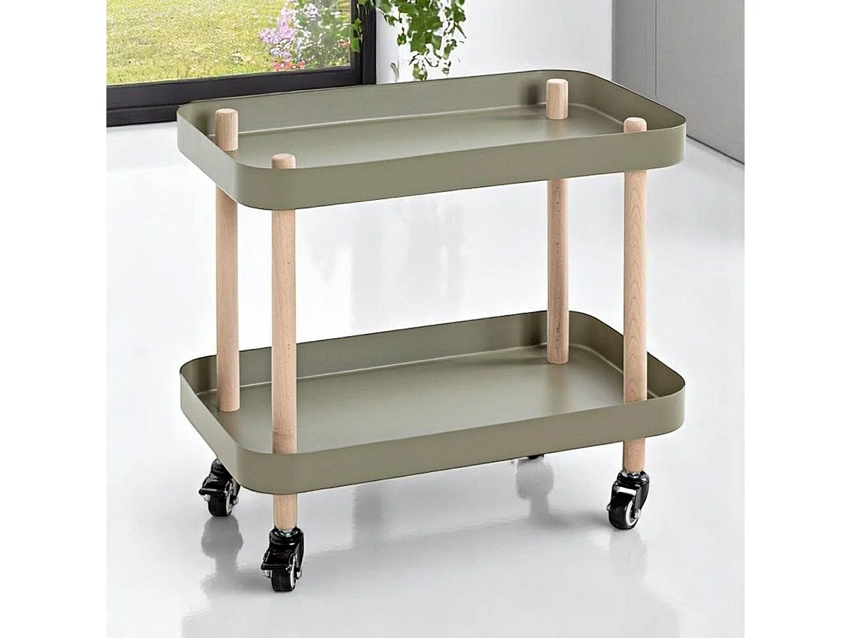 Desserte de Cuisine 2 Niveaux "Yumi" 47cm Vert
