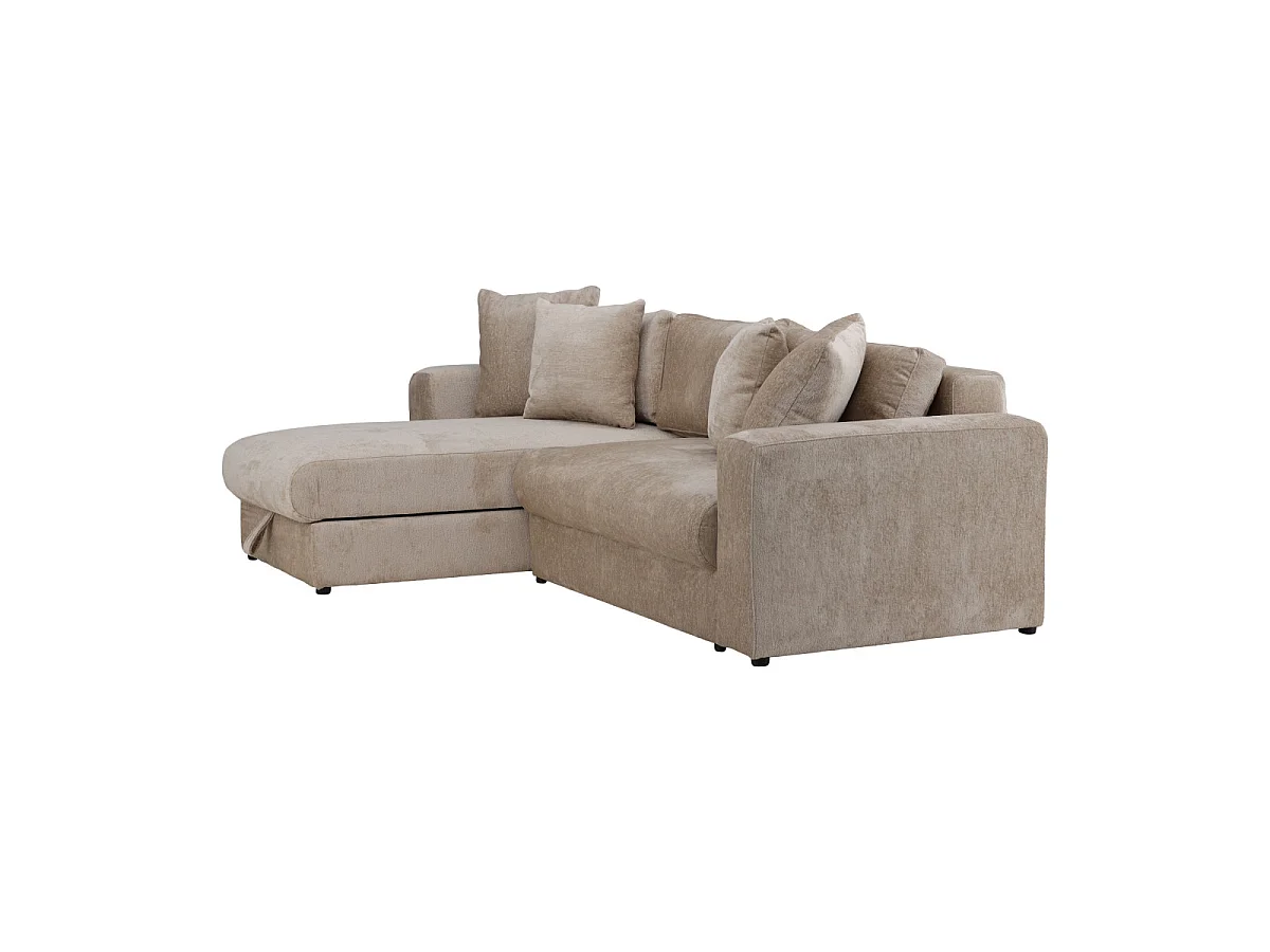 Canapé d'angle convertible 5 places en velours beige BELLMAN