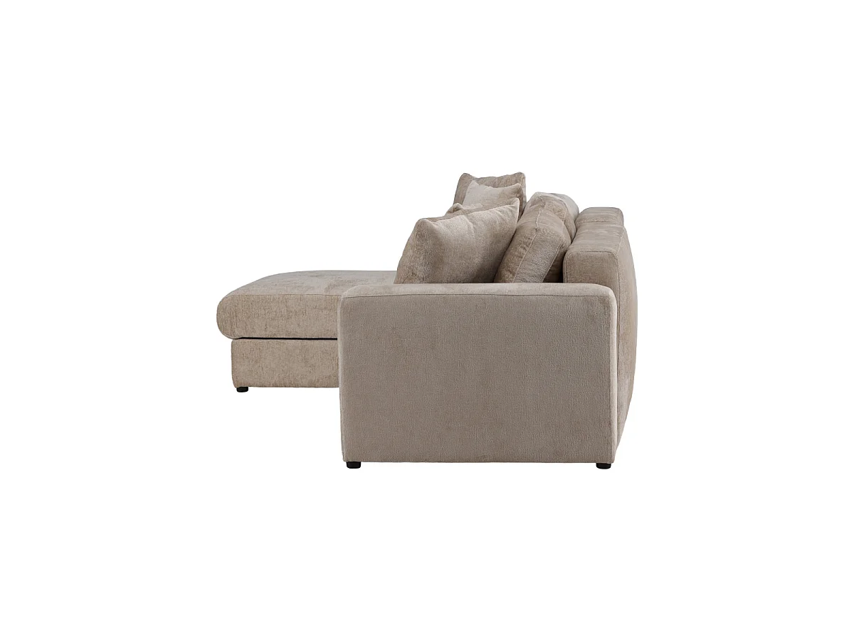 Canapé d'angle convertible 5 places en velours beige BELLMAN