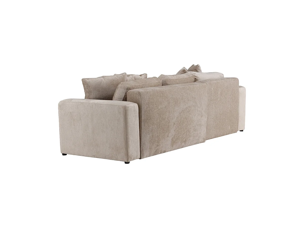 Canapé d'angle convertible 5 places en velours beige BELLMAN