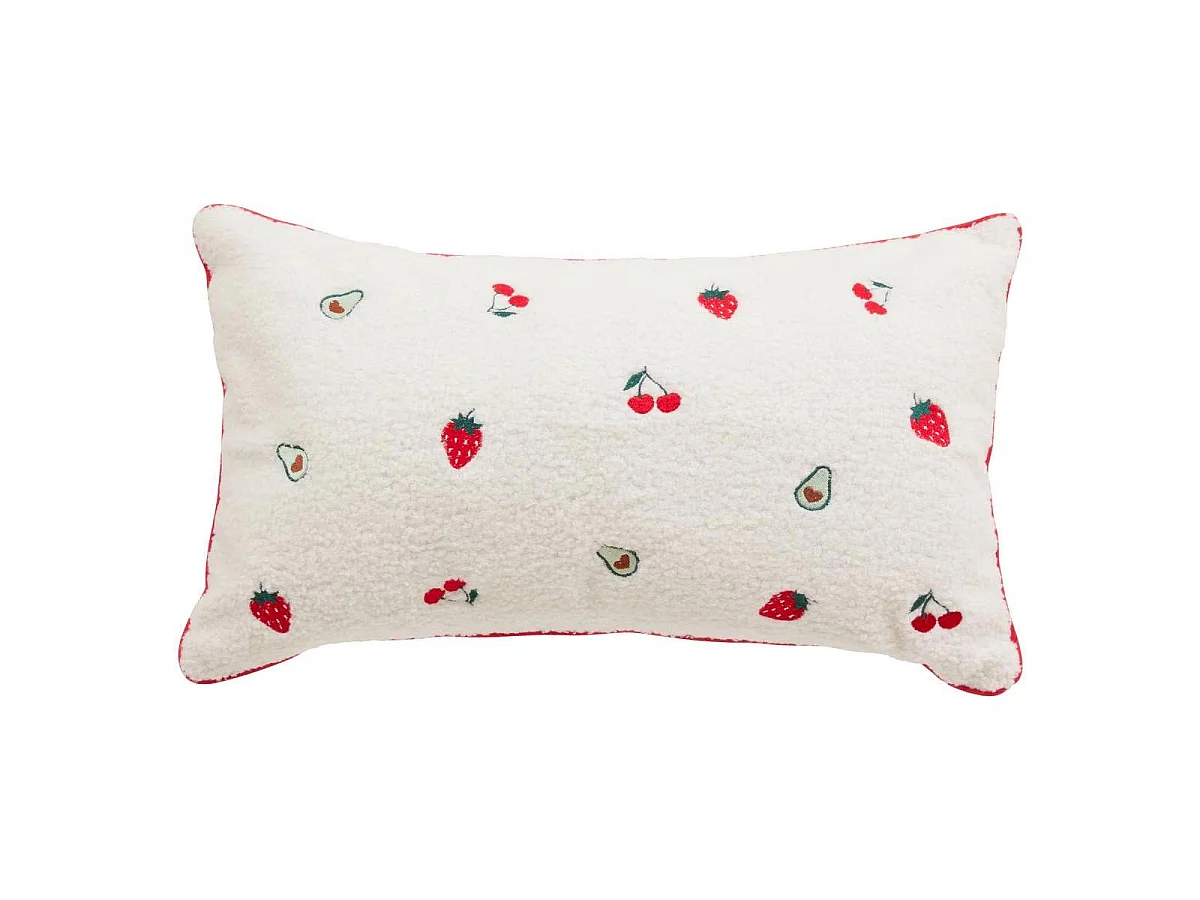 Coussin Enfant Bouclette "Fruity" 30x50cm Blanc