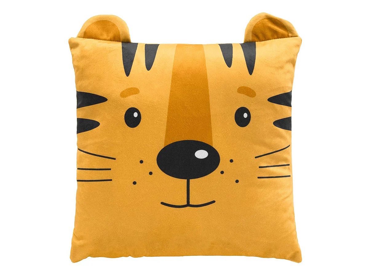 Coussin Déco Enfant en Velours "Tigry" 40x40cm Jaune