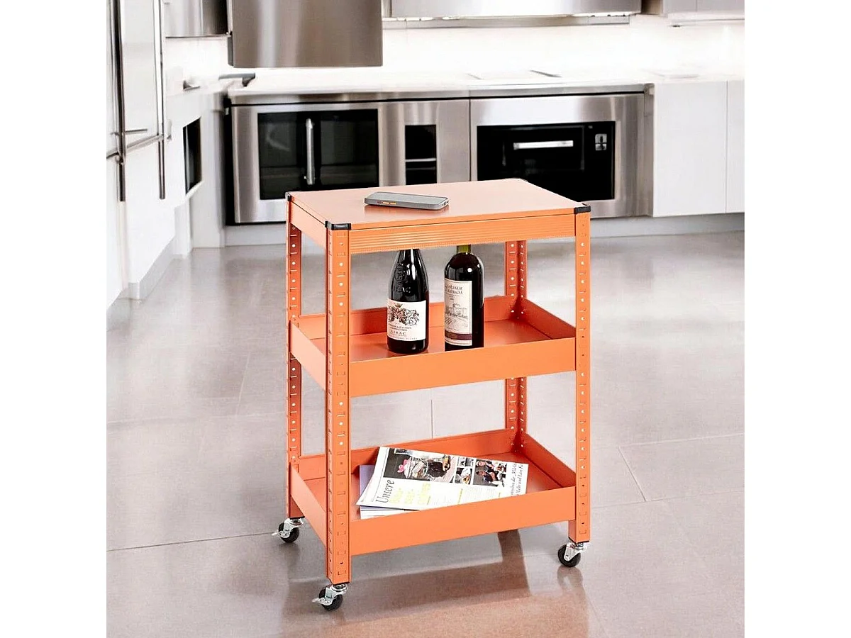 Desserte de Cuisine 3 Niveaux "Coppa" 75cm Orange