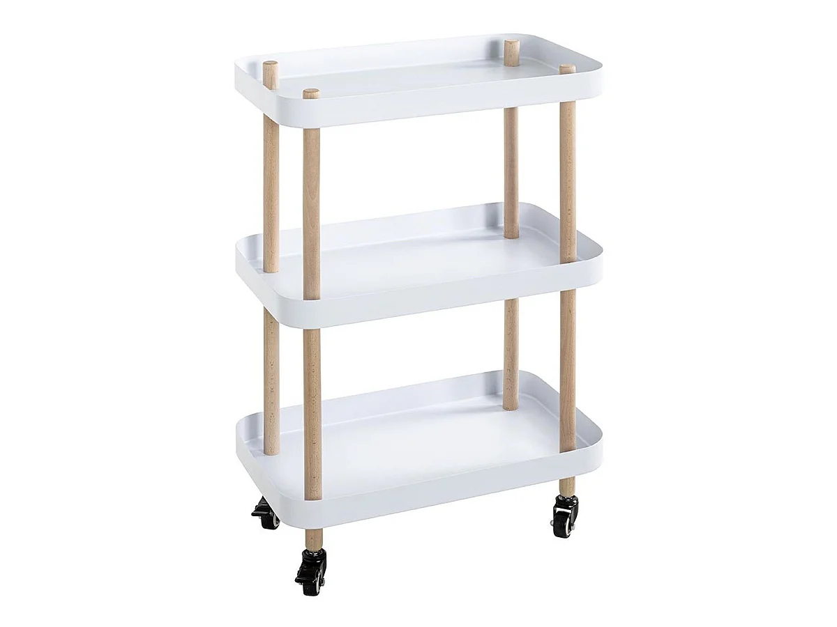 Desserte de Cuisine 3 Niveaux "Yumi" 76cm Blanc