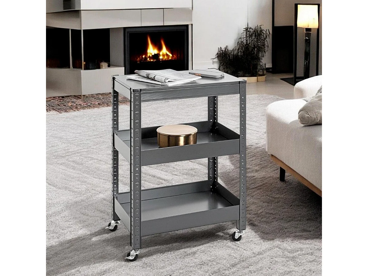 Desserte de Cuisine 3 Niveaux "Coppa" 75cm Gris