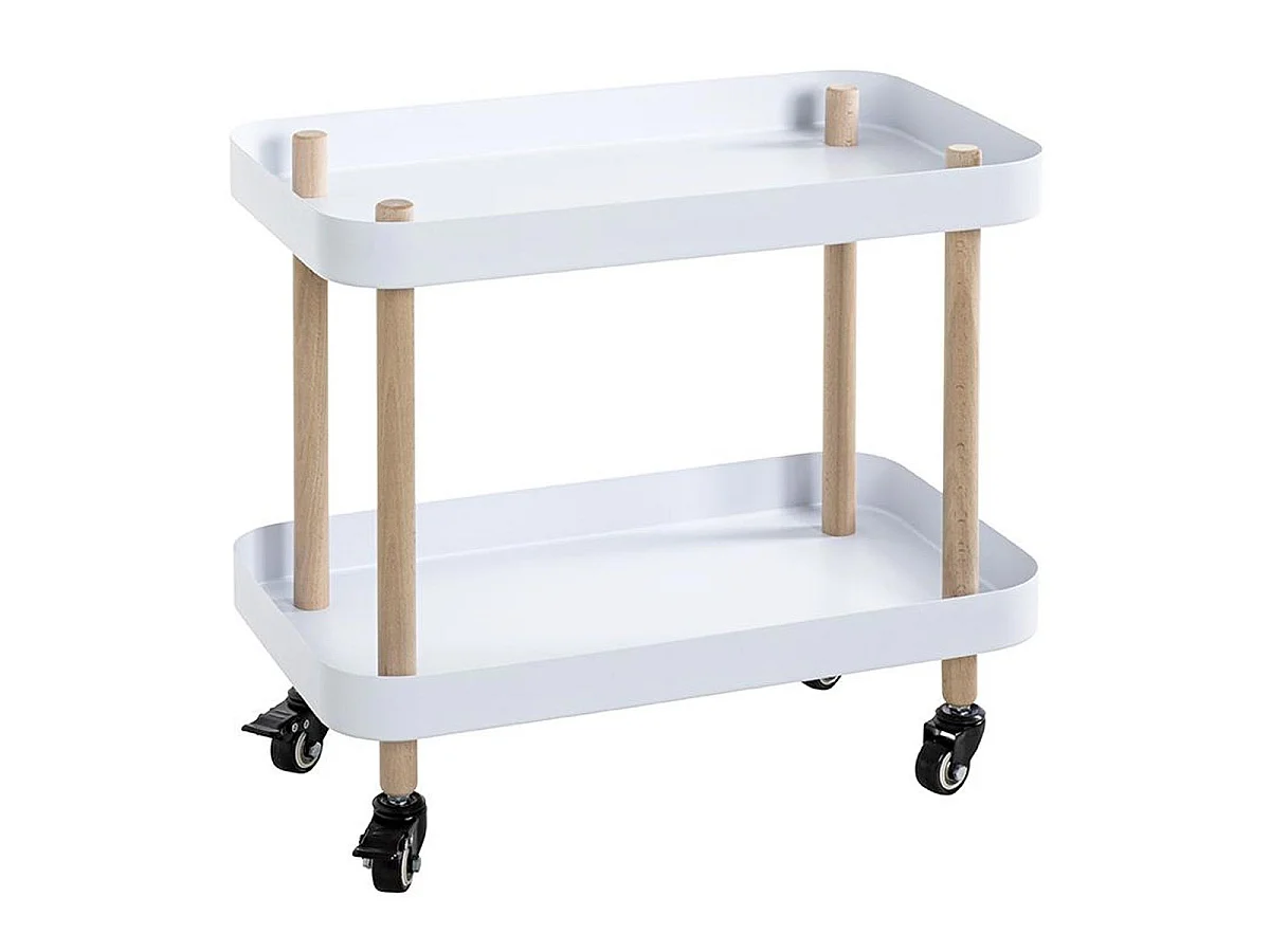 Desserte de Cuisine 2 Niveaux "Yumi" 47cm Blanc