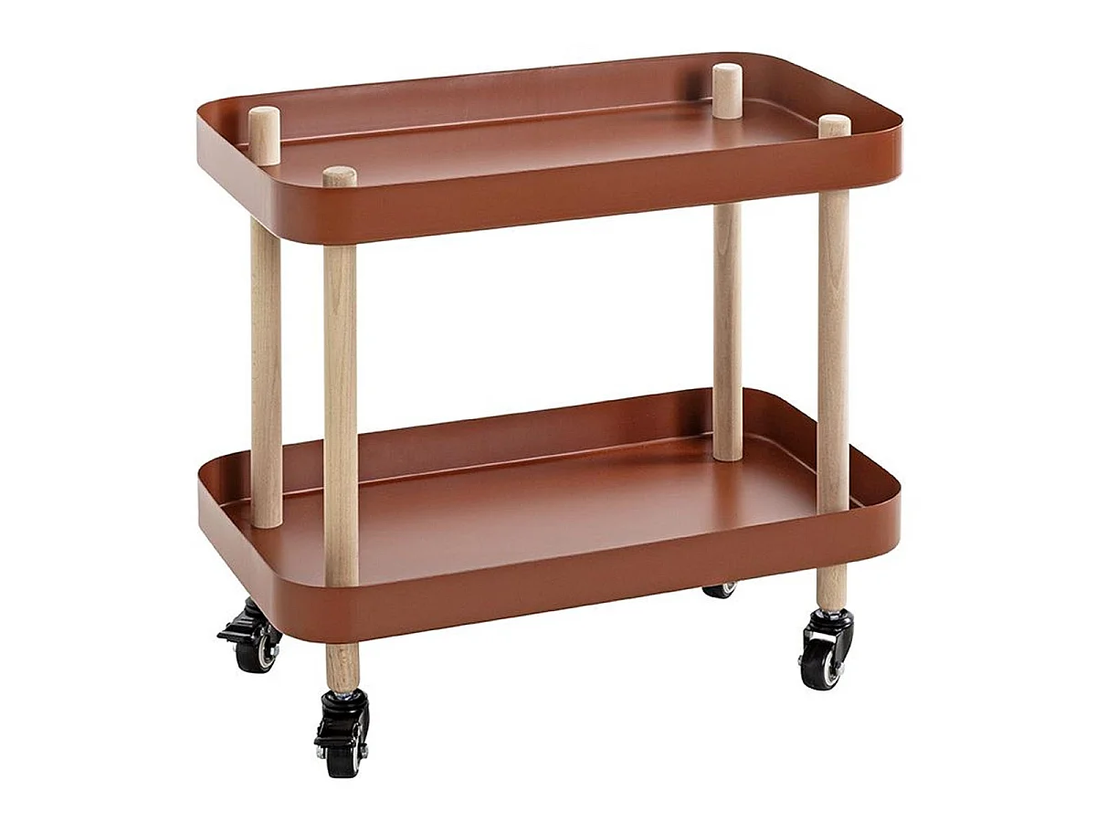 Desserte de Cuisine 2 Niveaux "Yumi" 47cm Rouge