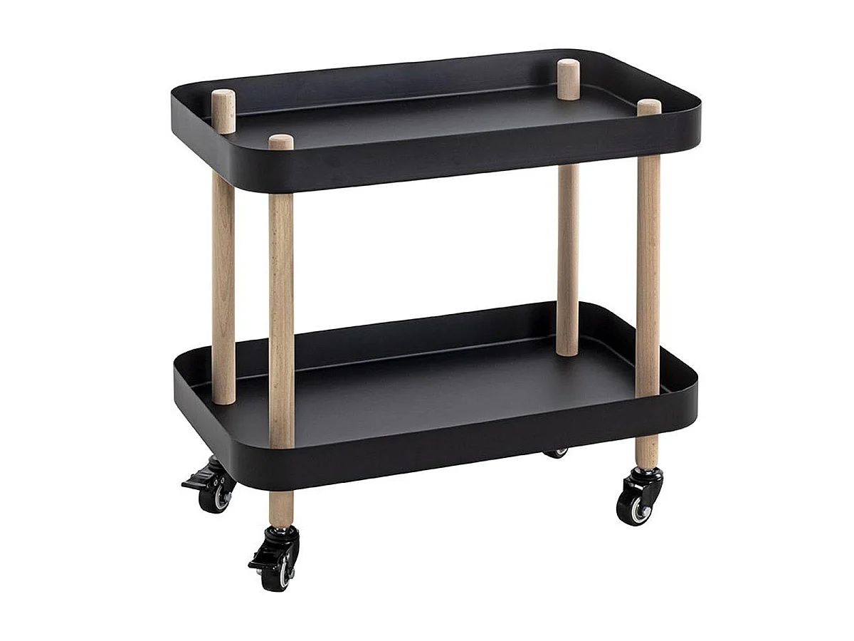 Desserte de Cuisine 2 Niveaux "Yumi" 47cm Noir