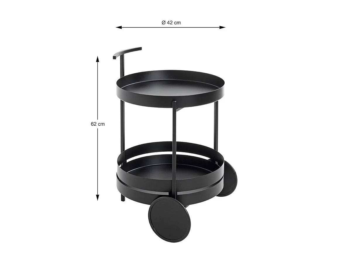 Desserte de Cuisine Ronde "Postres" 62cm Noir