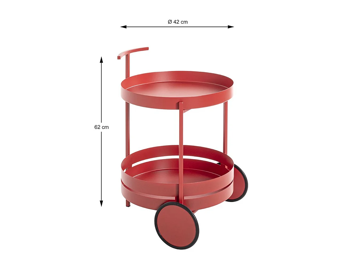 Desserte de Cuisine Ronde "Postres" 62cm Rouge Corail