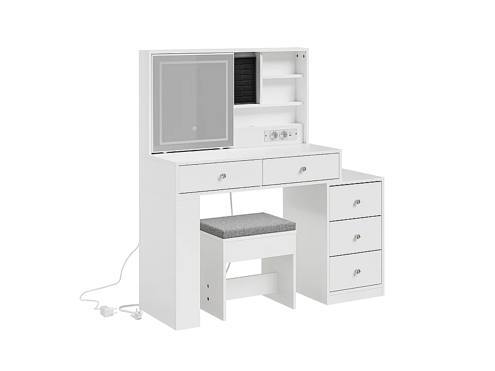 SoBuy Schminktisch mit LED-Spiegel Weiß 120x40x127cm FWT114-E-W