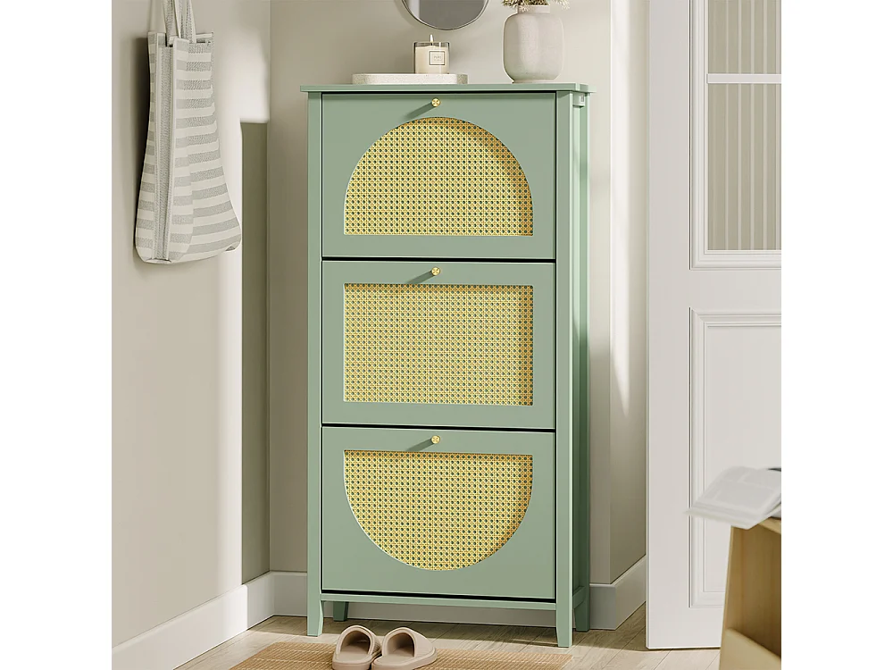 SoBuy Meuble Chaussures Rangement Porte Vert 62x25x121.5cm FSR222-GR