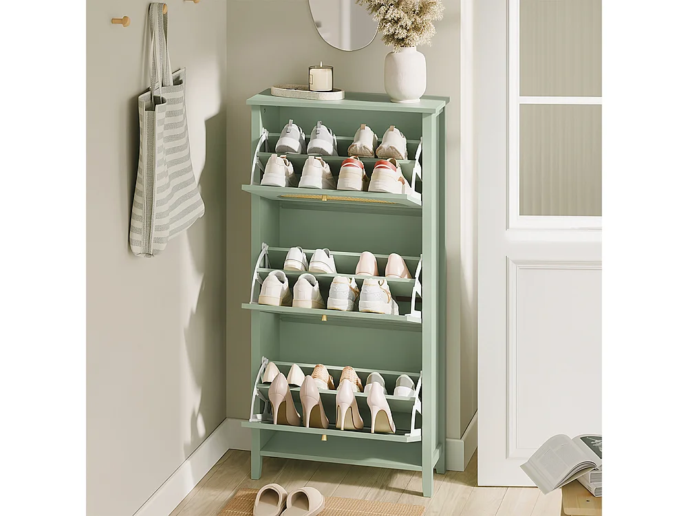 SoBuy Meuble Chaussures Rangement Porte Vert 62x25x121.5cm FSR222-GR