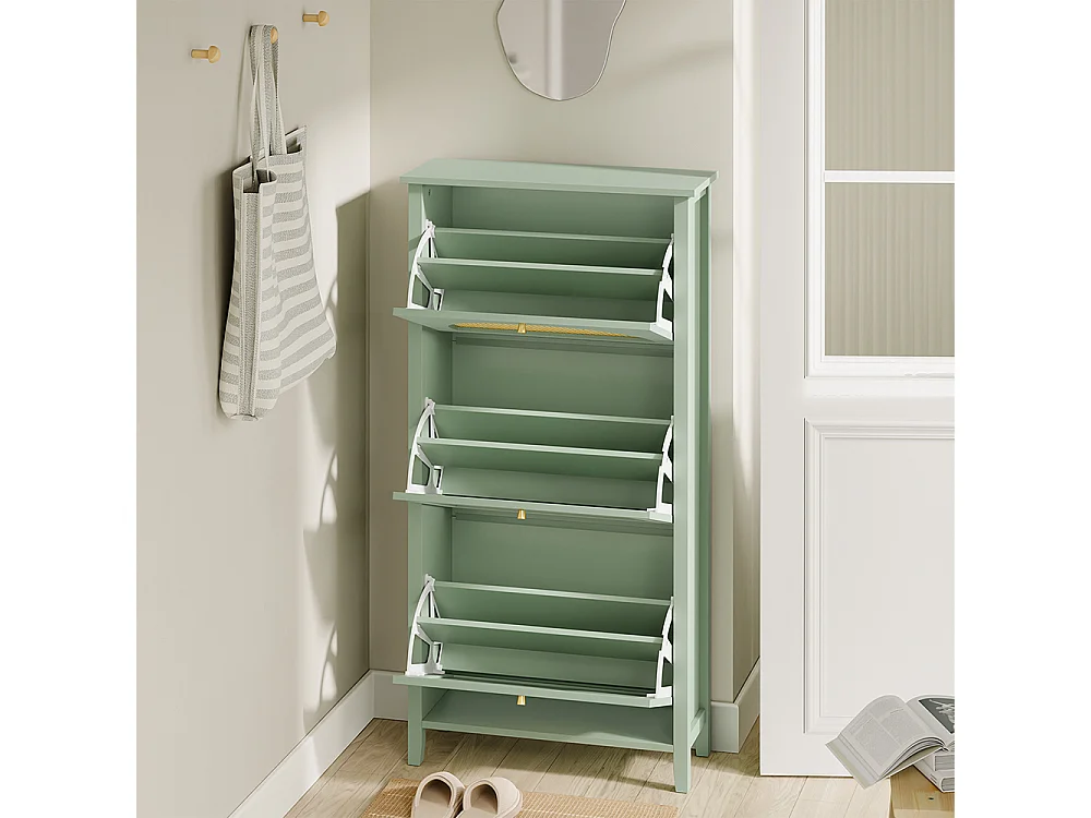 SoBuy Meuble Chaussures Rangement Porte Vert 62x25x121.5cm FSR222-GR