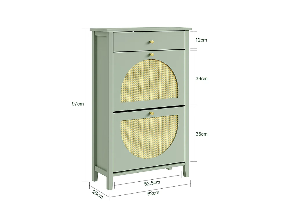 SoBuy Meuble Chaussures Tiroir Porte Vert 62x25x97cm FSR223-GR