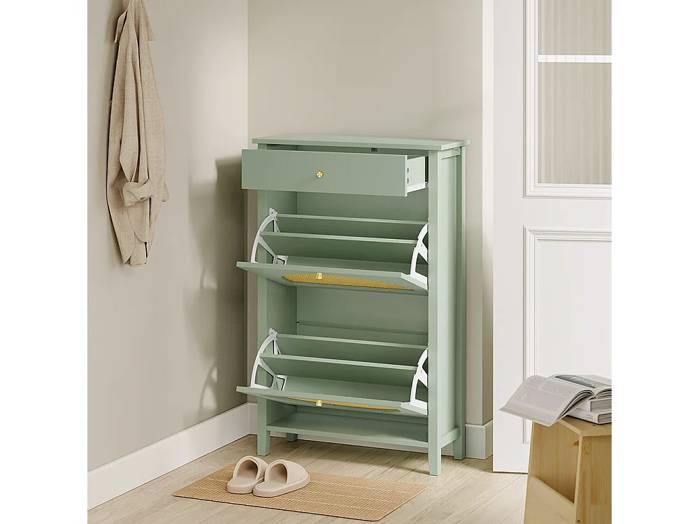 SoBuy Meuble Chaussures Tiroir Porte Vert 62x25x97cm FSR223-GR