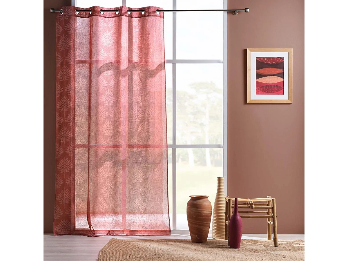 Rideau Voilage à Œillets "Levita" 140x240cm Rose