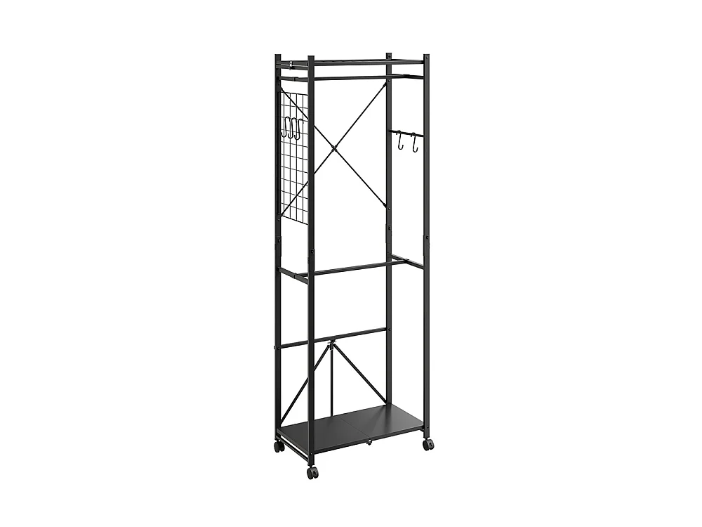 SoBuy Klädställ med hjul Svart 60x32x175cm KLS21-SCH