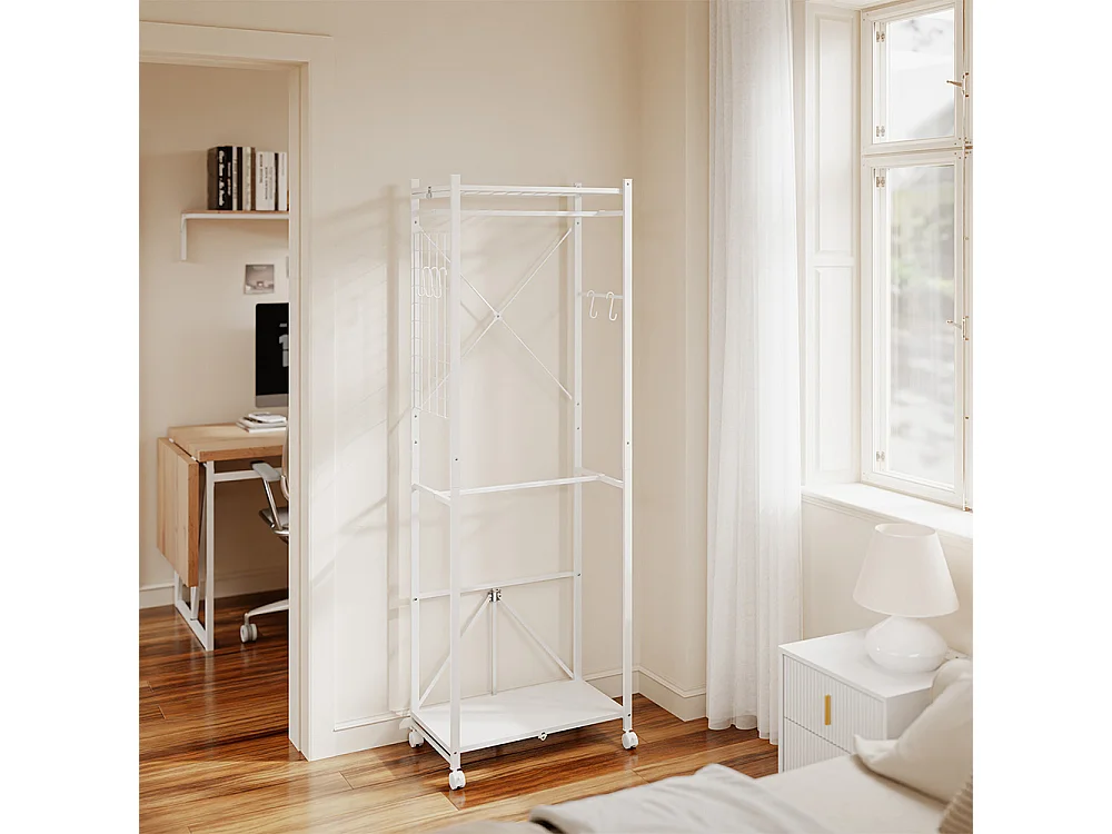 SoBuy Klädställ med hjul Färg Vit 60x32x175cm KLS21-W
