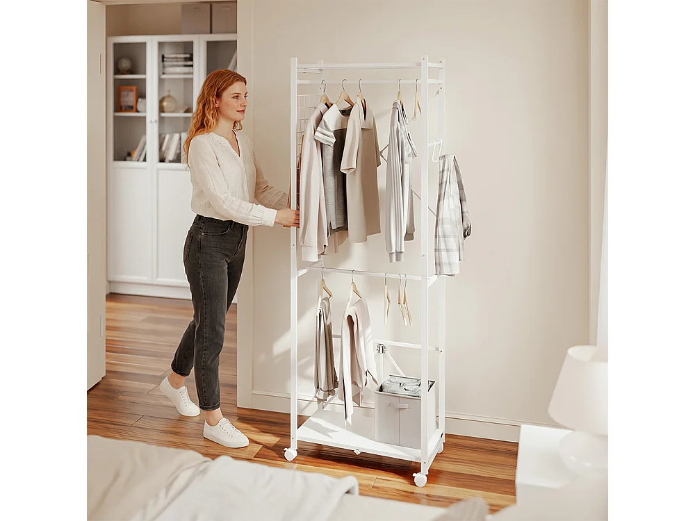 SoBuy Klädställ med hjul Färg Vit 60x32x175cm KLS21-W