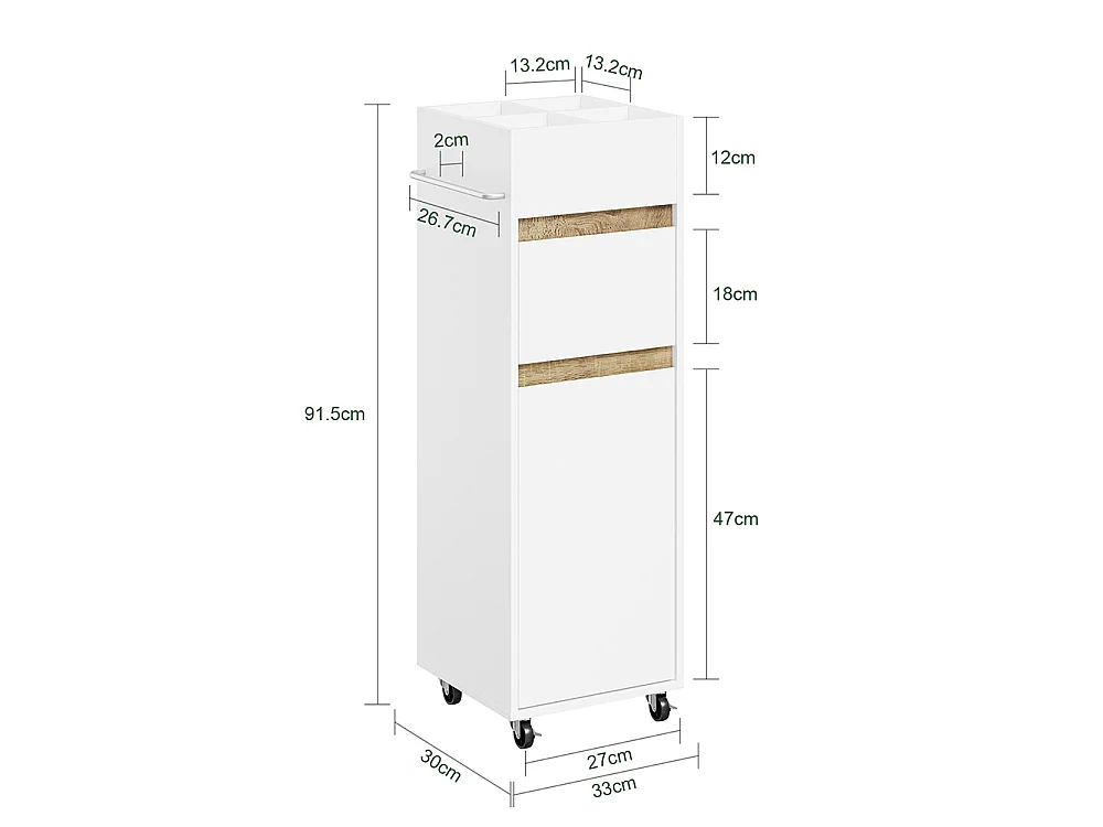 SoBuy Smal skåp med låda och dörr Vit 33x30x91cm BZR225-WN