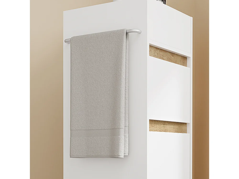 SoBuy Smal skåp med låda och dörr Vit 33x30x91cm BZR225-WN