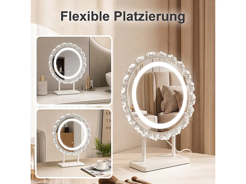 NETTLIFE Miroir rond lumineux Hollywood 40x48cm, miroir LED table rétro éclairé