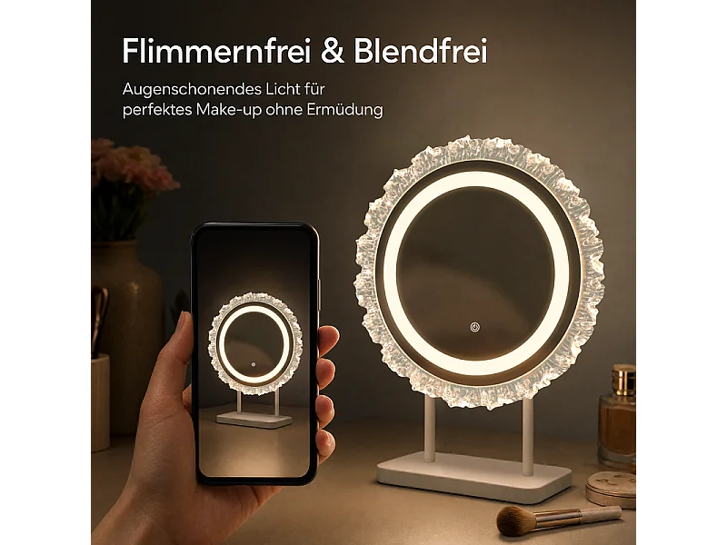NETTLIFE Miroir rond lumineux Hollywood 40x48cm, miroir LED table rétro éclairé