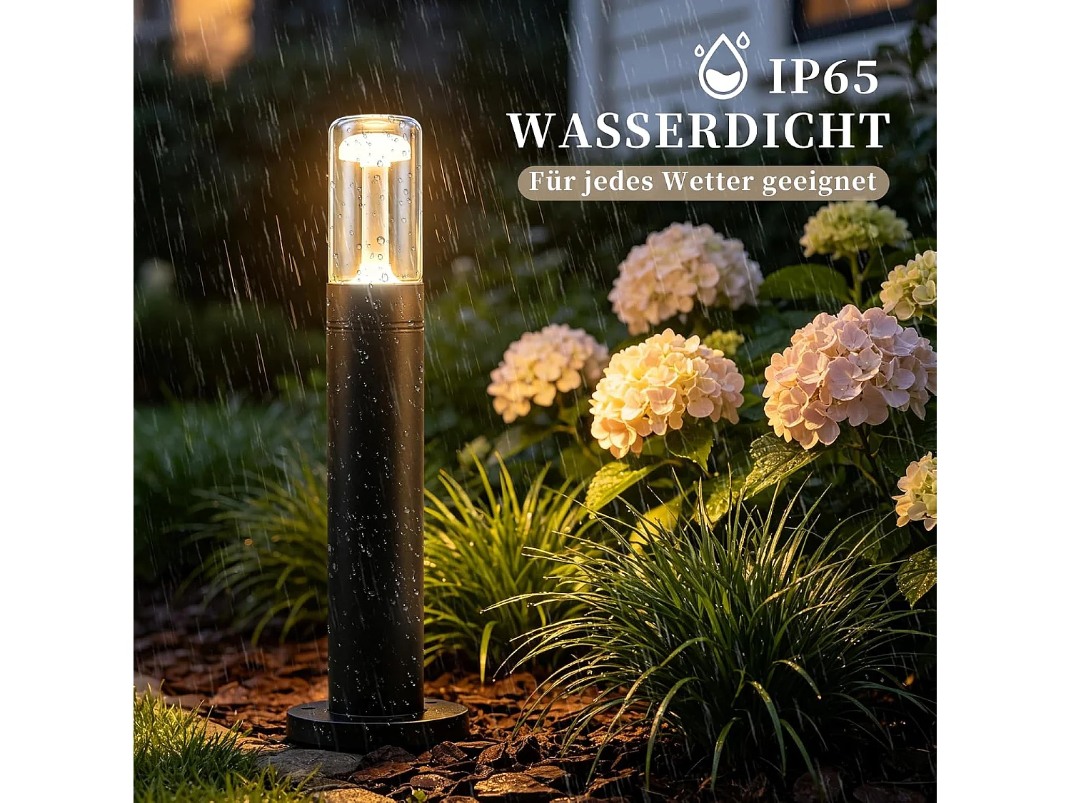 NETTLIFE Paletto LED Esterno IP65 Impermeabile 40cm, Lampada da Giardino Nero 10W 3000K Bianco Caldo, Luce da Percorso per Terrazzo Balcone Cortile Prato