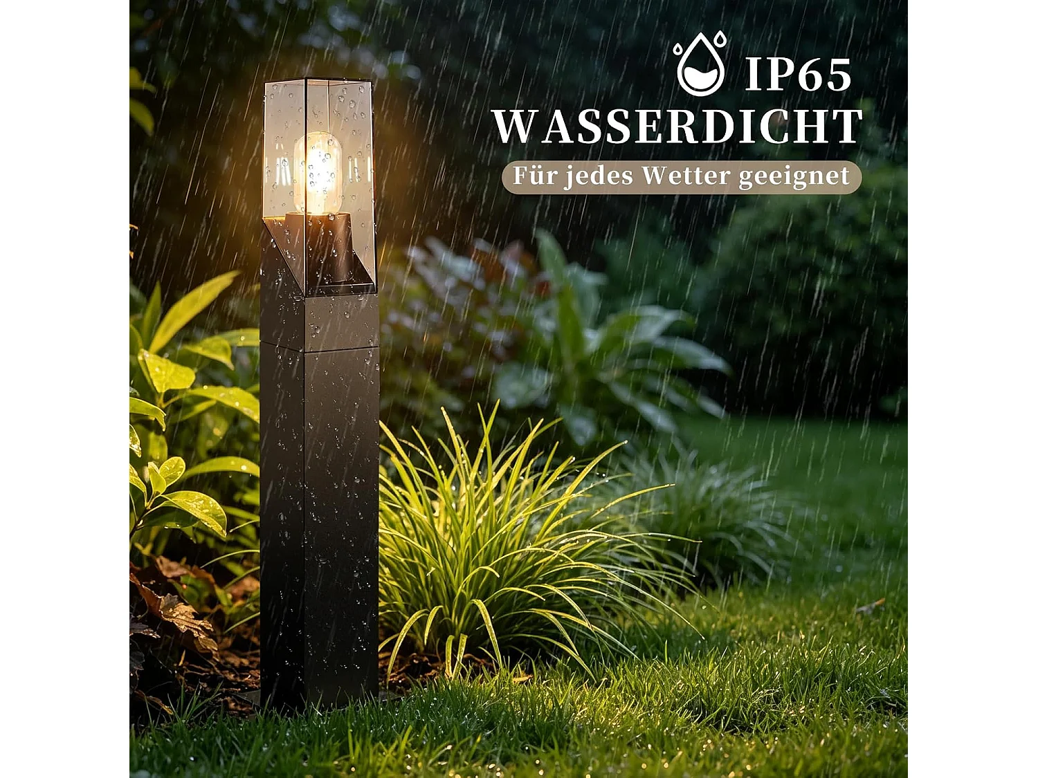 NETTLIFE Paletto Luminoso Esterno LED IP65 60cm Nero, Lampada da Giardino E27 Impermeabile, Illuminazione del Percorso per Vialetto Prato Cortile, Moderno MAX 40W