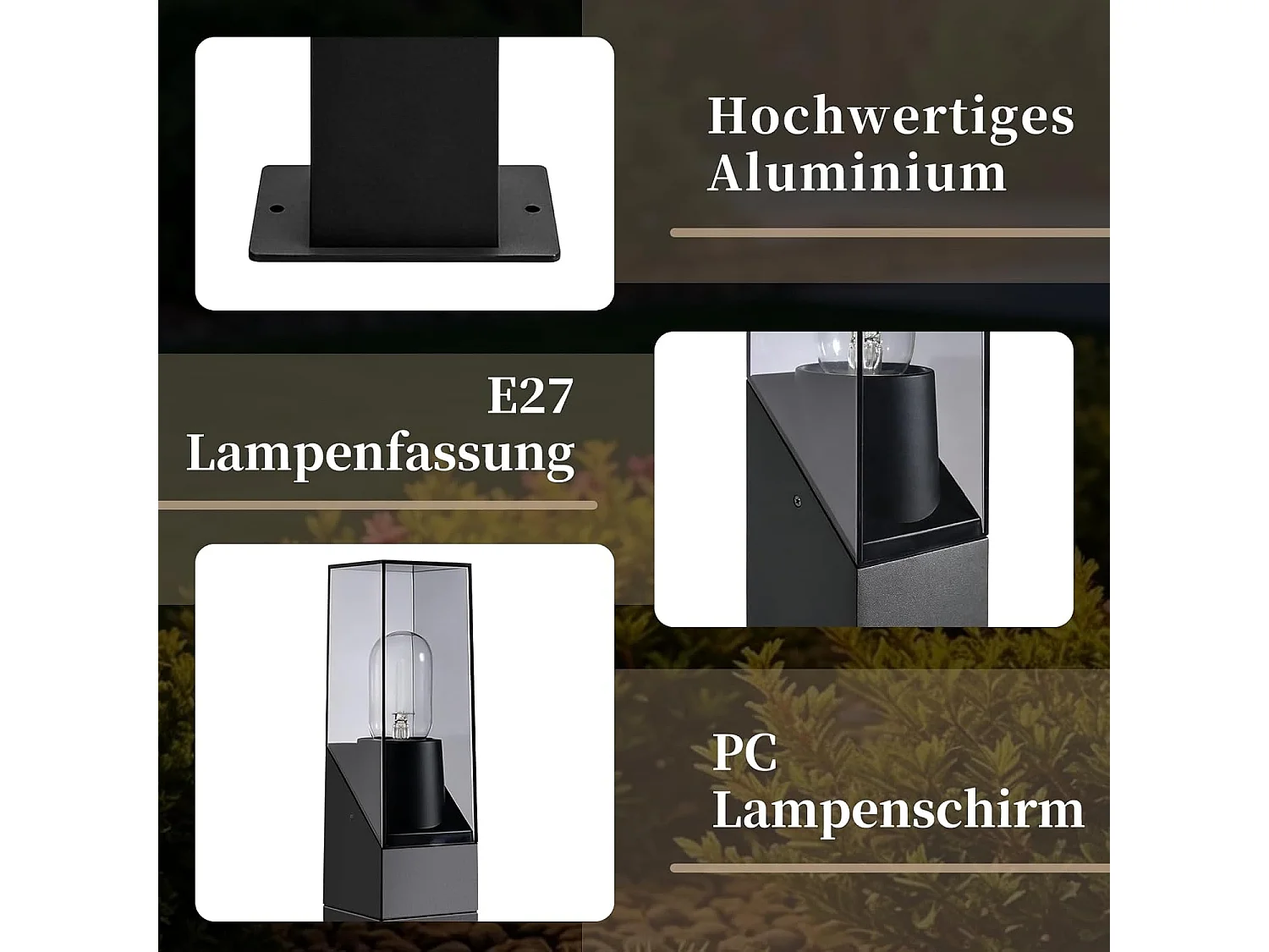 NETTLIFE Paletto Luminoso Esterno LED IP65 60cm Nero, Lampada da Giardino E27 Impermeabile, Illuminazione del Percorso per Vialetto Prato Cortile, Moderno MAX 40W