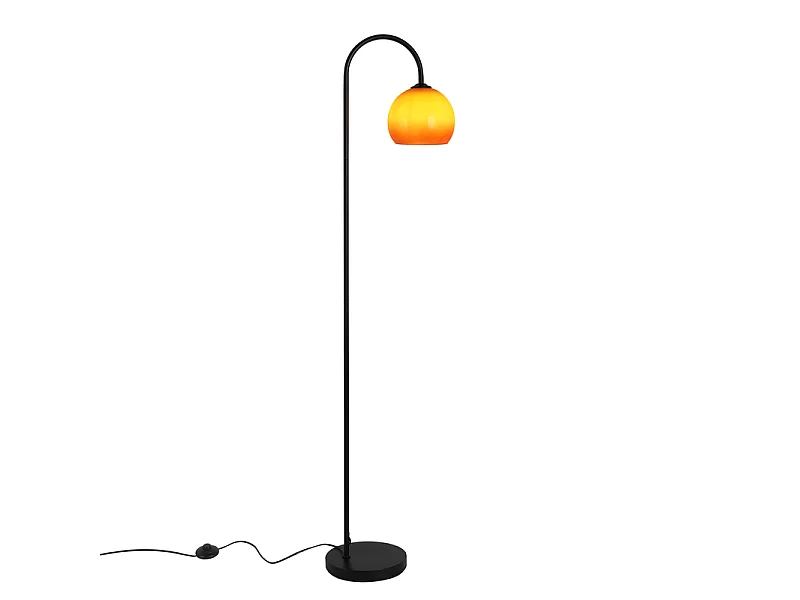 NETTLIFE Lampe sur Pied Arc en Verre Orange, Éclairage Ambiant Doux, Interrupteur au Pied, Base Stable, E27, Max 40W
