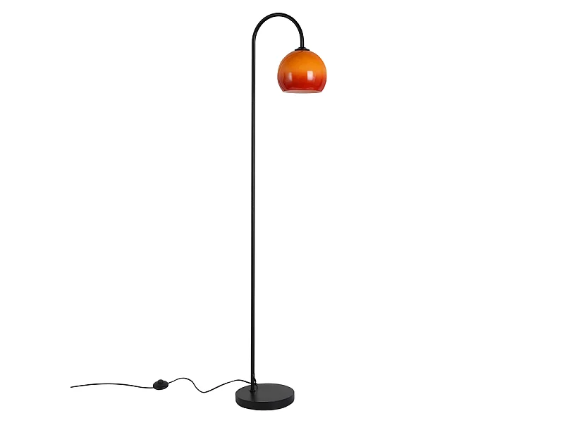 NETTLIFE Lampe sur Pied Arc en Verre Orange, Éclairage Ambiant Doux, Interrupteur au Pied, Base Stable, E27, Max 40W