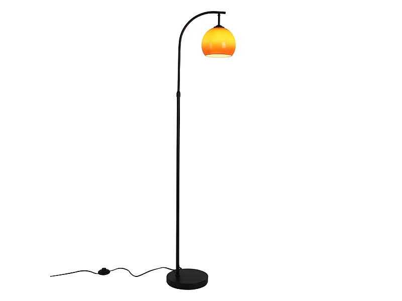 Nettlife – Lampe sur Pied en Arc en Verre Orange, Éclairage Ambiant Moderne pour Salon et Chambre