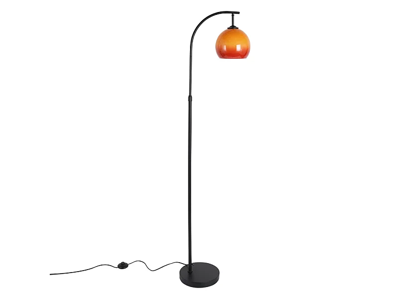Nettlife – Lampe sur Pied en Arc en Verre Orange, Éclairage Ambiant Moderne pour Salon et Chambre