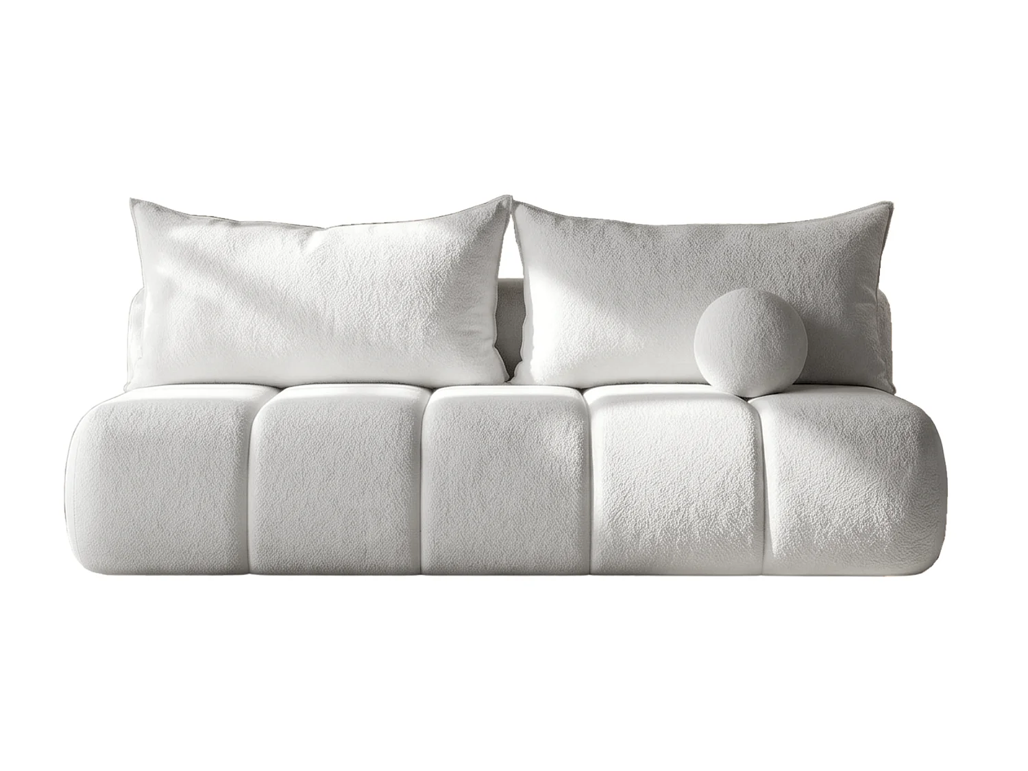 BESILIO Canapé arrondi convertible Glomi – tissu bouclé, canapé avec fonction lit – Gris clair