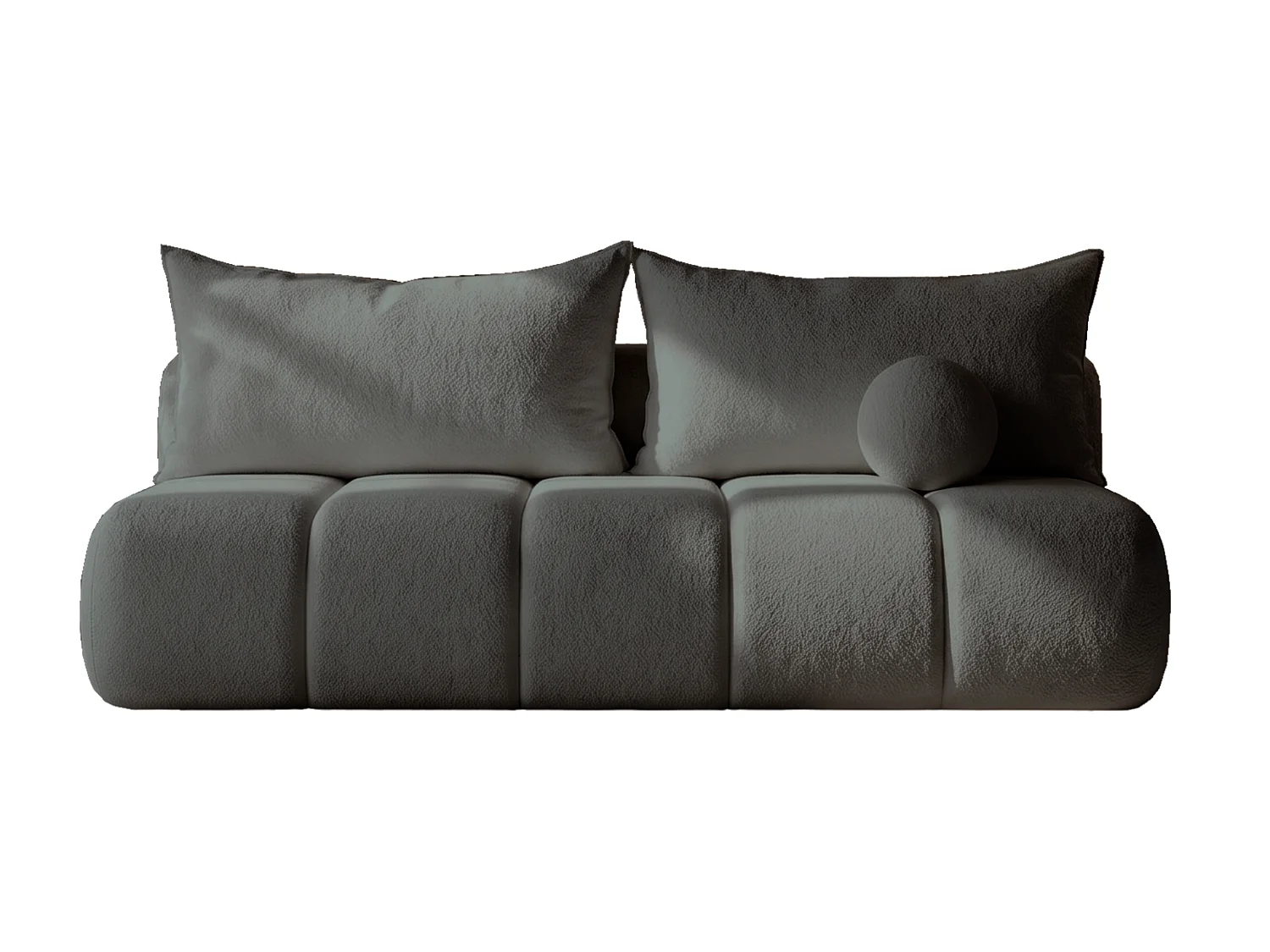 BESILIO Canapé arrondi convertible Glomi – tissu bouclé, canapé avec fonction lit – Gris foncé